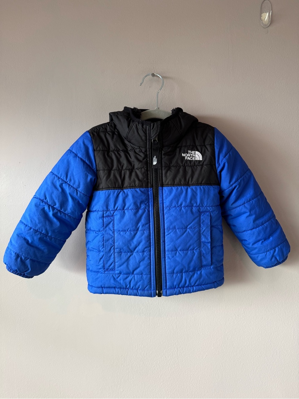 The North Face Toddler Reversible Blue Black ‎Jacket Puffer Coat Fleece Size 2T